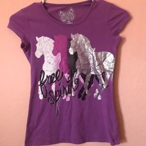 Purple shirt with horses